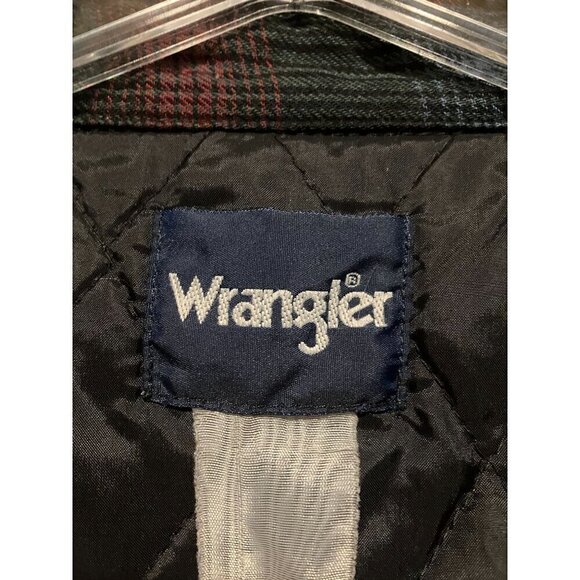 Vtg Wrangler Plaid Jacket 2X Shacket Quilted Pearl Snap Pockets Utility Chore - Picture 3 of 4
